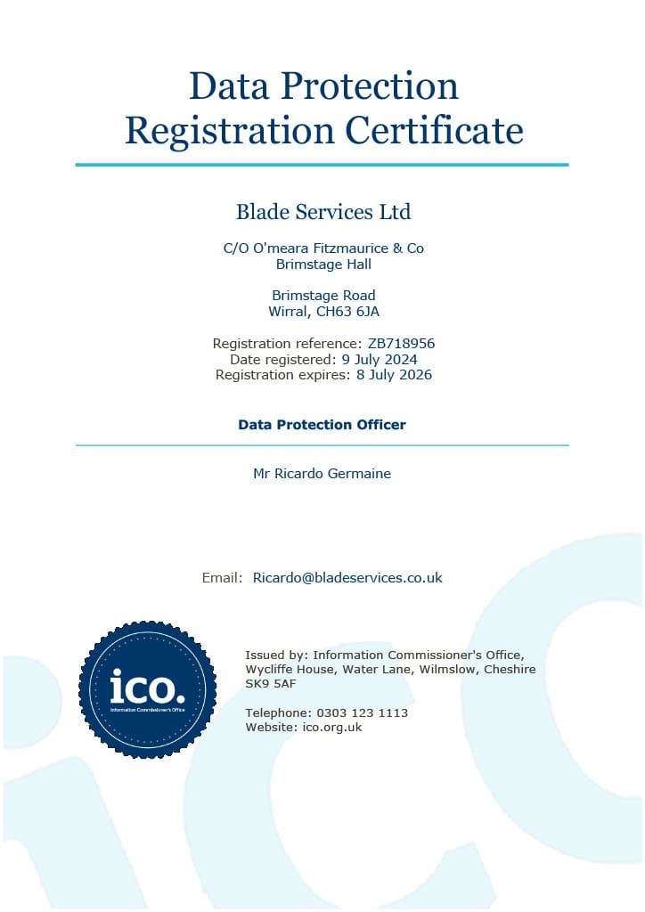 bladeservices registration data protection form